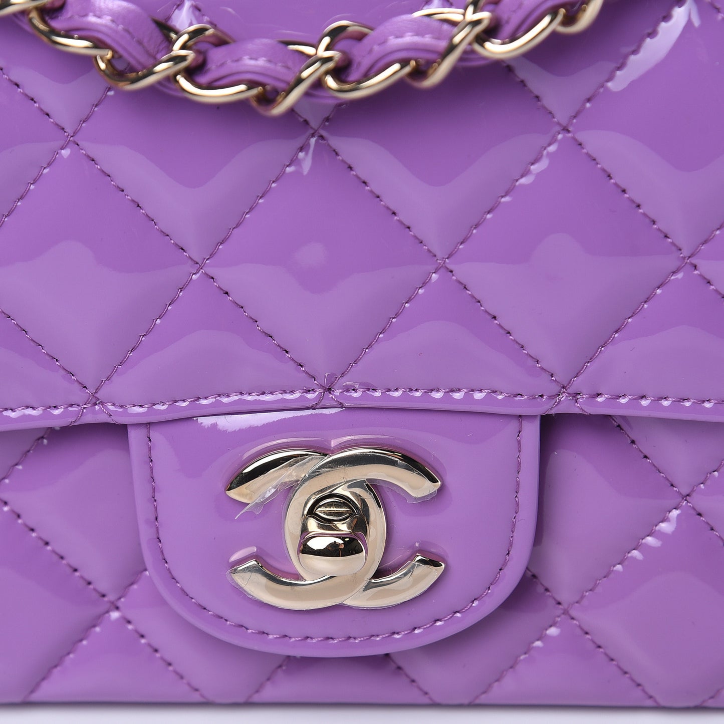 Patent Quilted Mini Rectangular Flap Purple