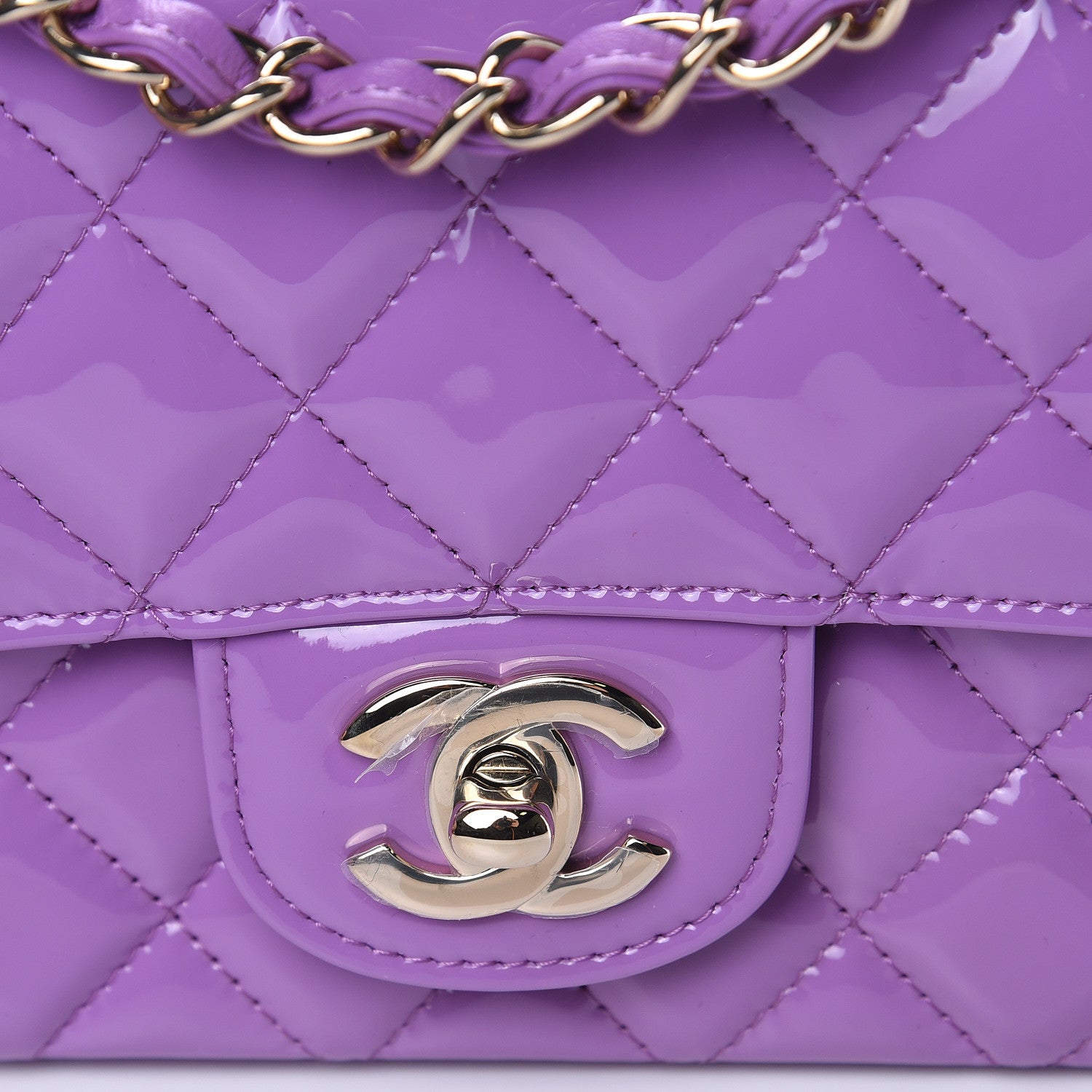 Chanel Patent Quilted Mini Rectangular Flap Purple 12 of 12