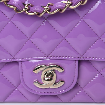 Chanel Patent Quilted Mini Rectangular Flap Purple 12 of 12