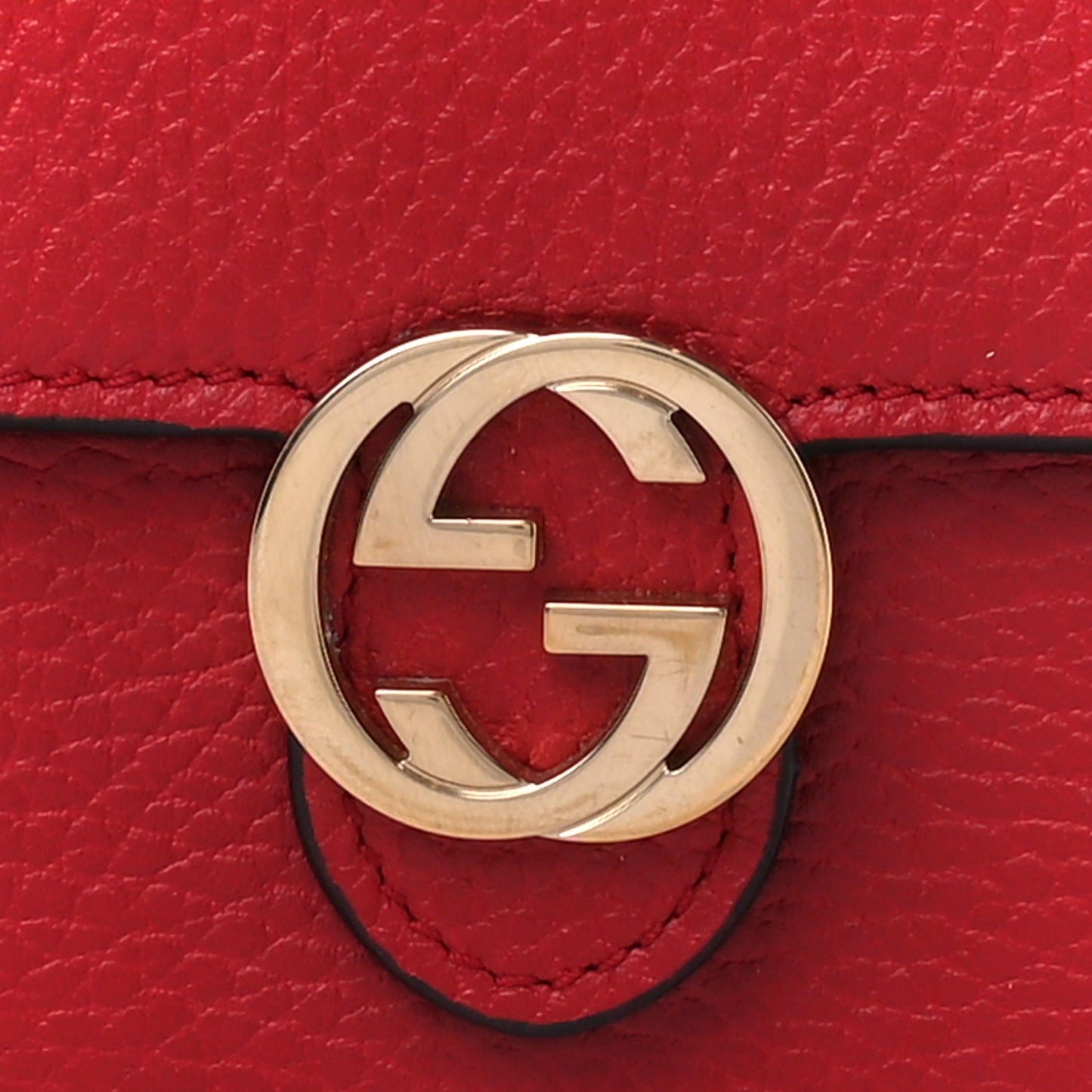 Dollar Calfskin Interlocking G Chain Wallet Red