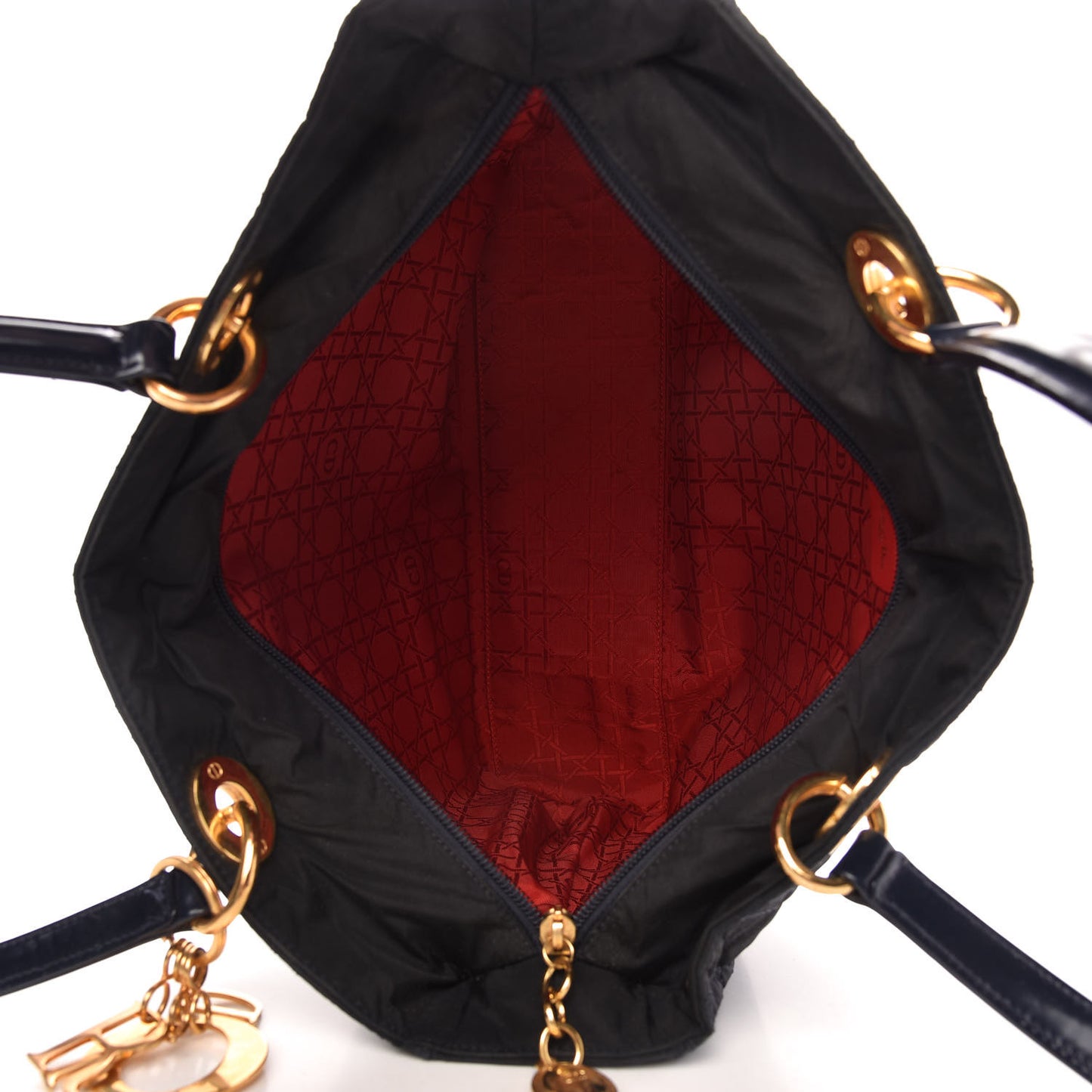 Nylon Cannage Large Lady Dior Tote Black