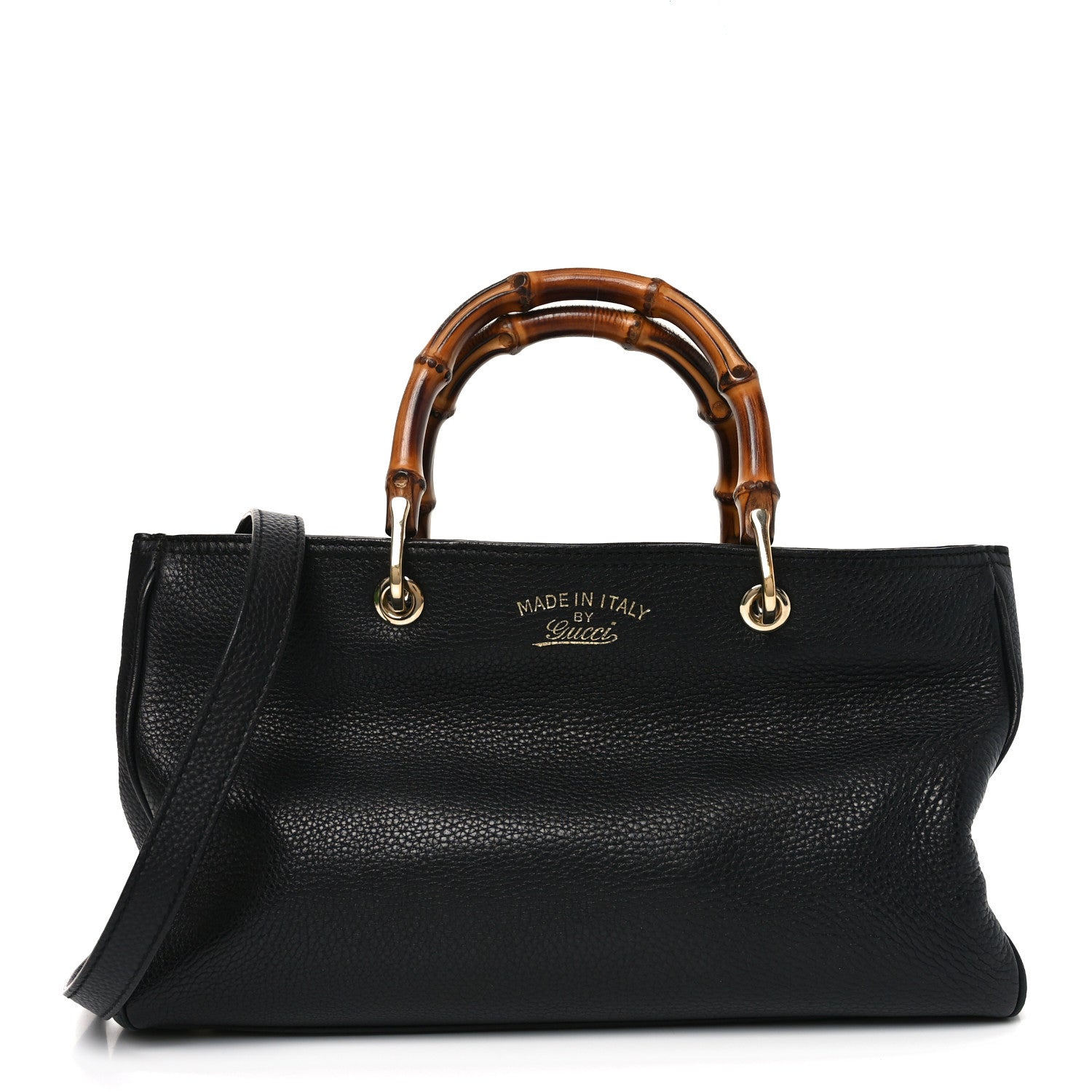 Gucci Pebbled Calfskin Medium Bamboo Shopper Tote Black 1 of 11