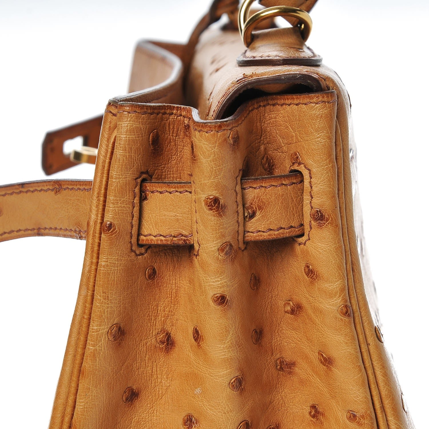 Hermes Ostrich Kelly Retourne 32 Gold 27 of 33