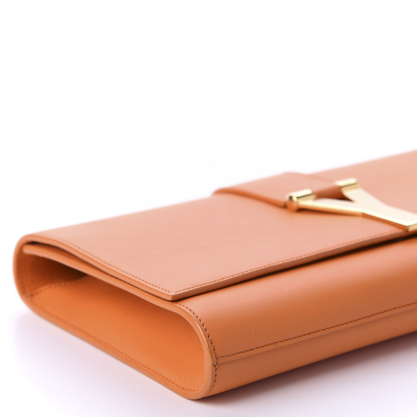 Calfskin Classic Y Ligne Clutch Orange