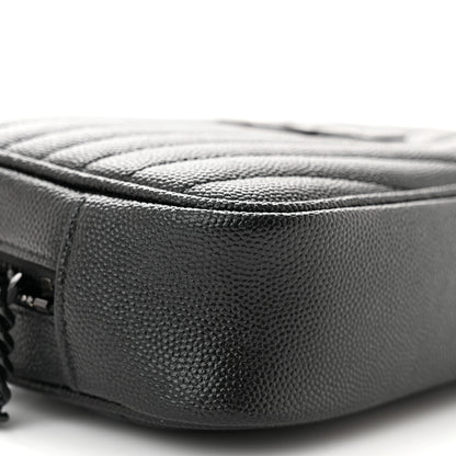Saint Laurent Grain De Poudre Matelasse Monochrome Monogram Mini Lou Camera Bag Black 9 of 11