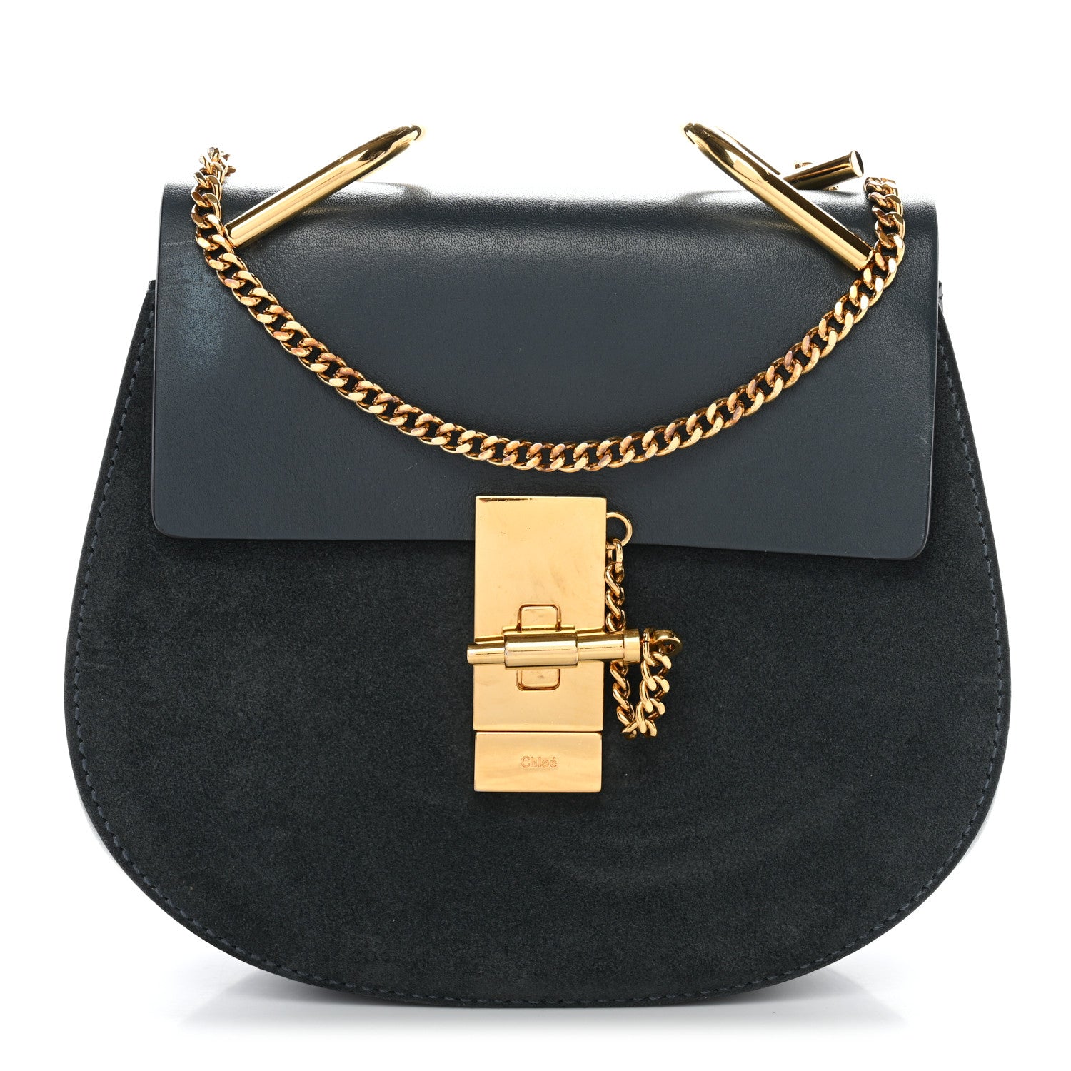 Chloe Suede Smooth Calfskin Mini Drew Shoulder Bag Cloudy Blue 1 of 10