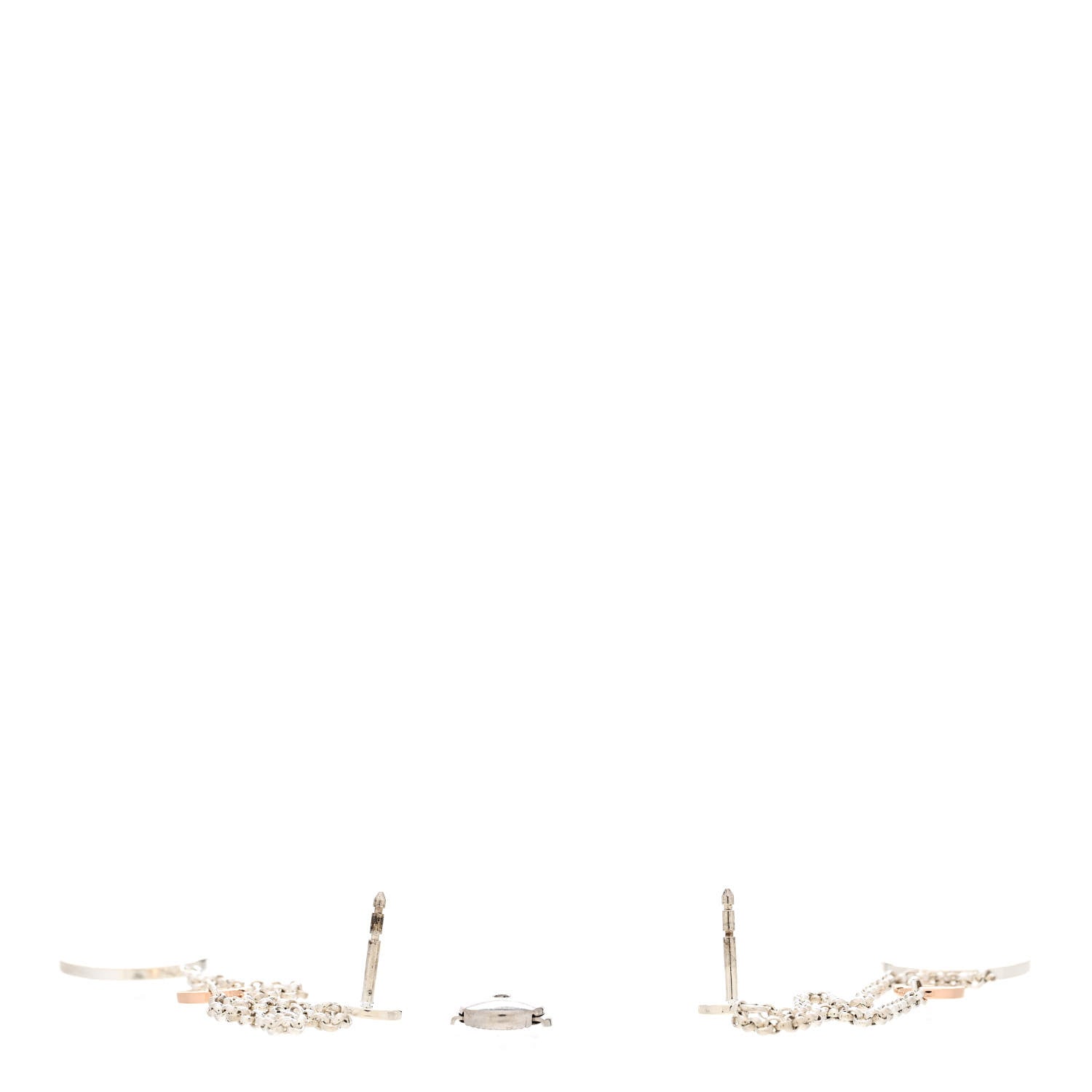 Hermes Sterling Silver 18K Rose Gold PM Ex-Libris Earrings 3 of 5