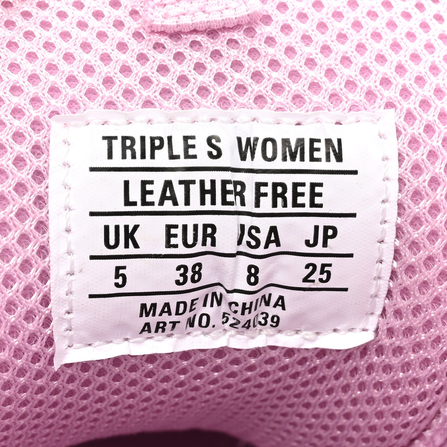 Technical Fabric Mesh Allover Logo Womens Triple S Sneakers 38 Pink White
