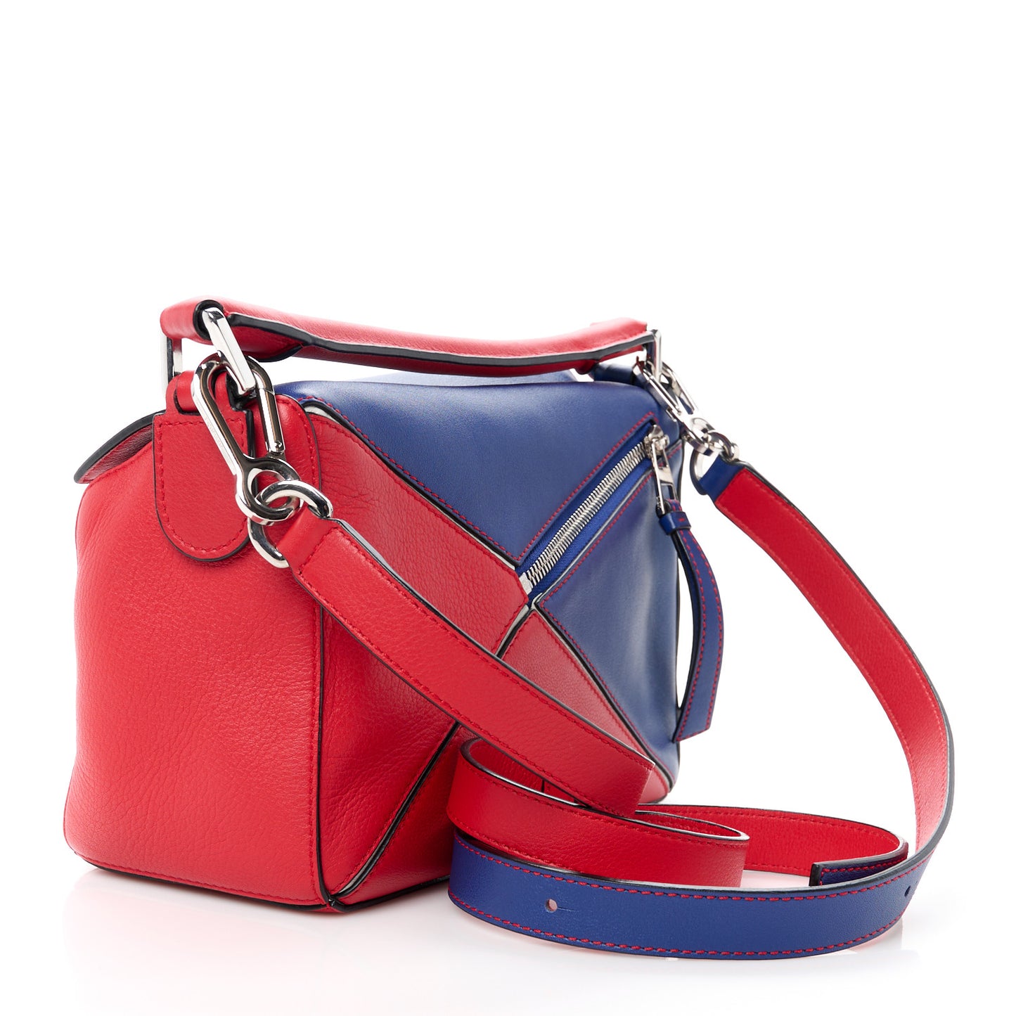 Calfskin Small Puzzle Bag Red Blue