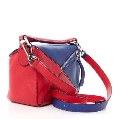 Loewe Calfskin Small Puzzle Bag Red Blue 3 of 10
