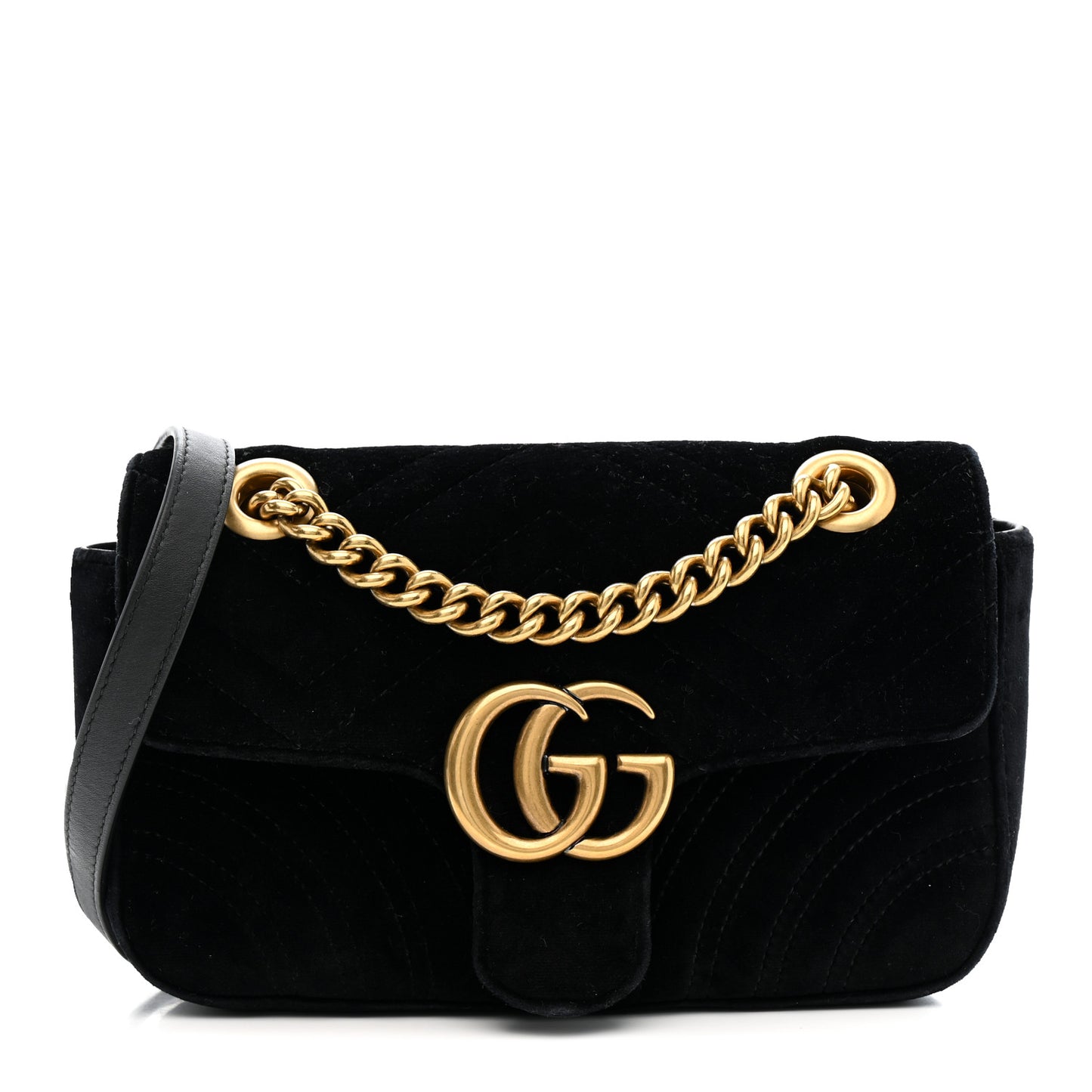 Velvet Matelasse Mini GG Marmont Shoulder Bag Black