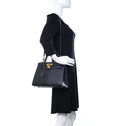 Hermes Epsom Casaque Kelly Sellier 28 Bleu Indigo Black Bleu Frida 2 of 11