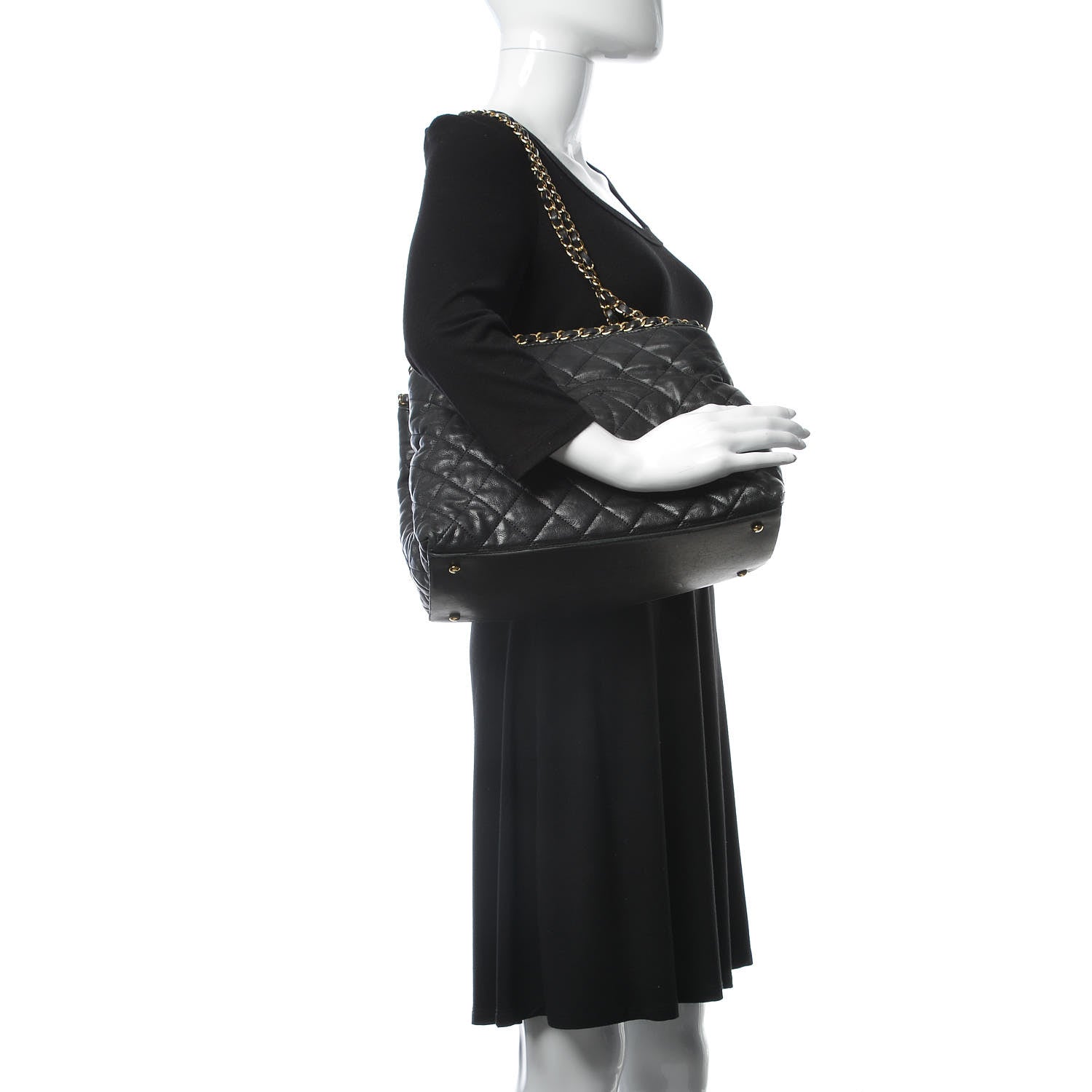Chanel Calfskin Quilted Small Chain Me Tote Black 2 of 12