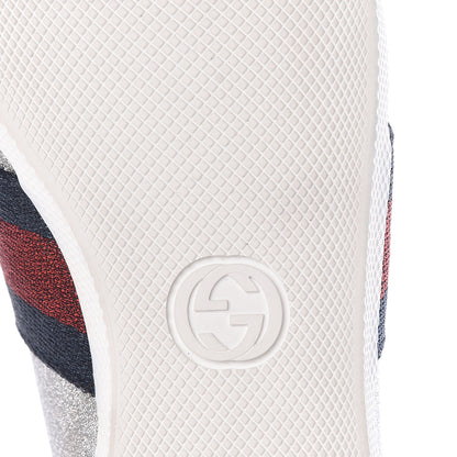 Gucci Glitter Fabric Studded Web Womens Sneakers 36.5 Silver 6 of 8