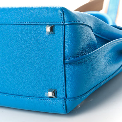 MCM Grained Calfskin Large Milla Convertible Backpack Tile Blue 7 of 7