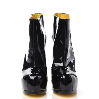 Saint Laurent Patent Paris Tribute 105 Platform Boots 38.5 Black Yellow 2 of 15