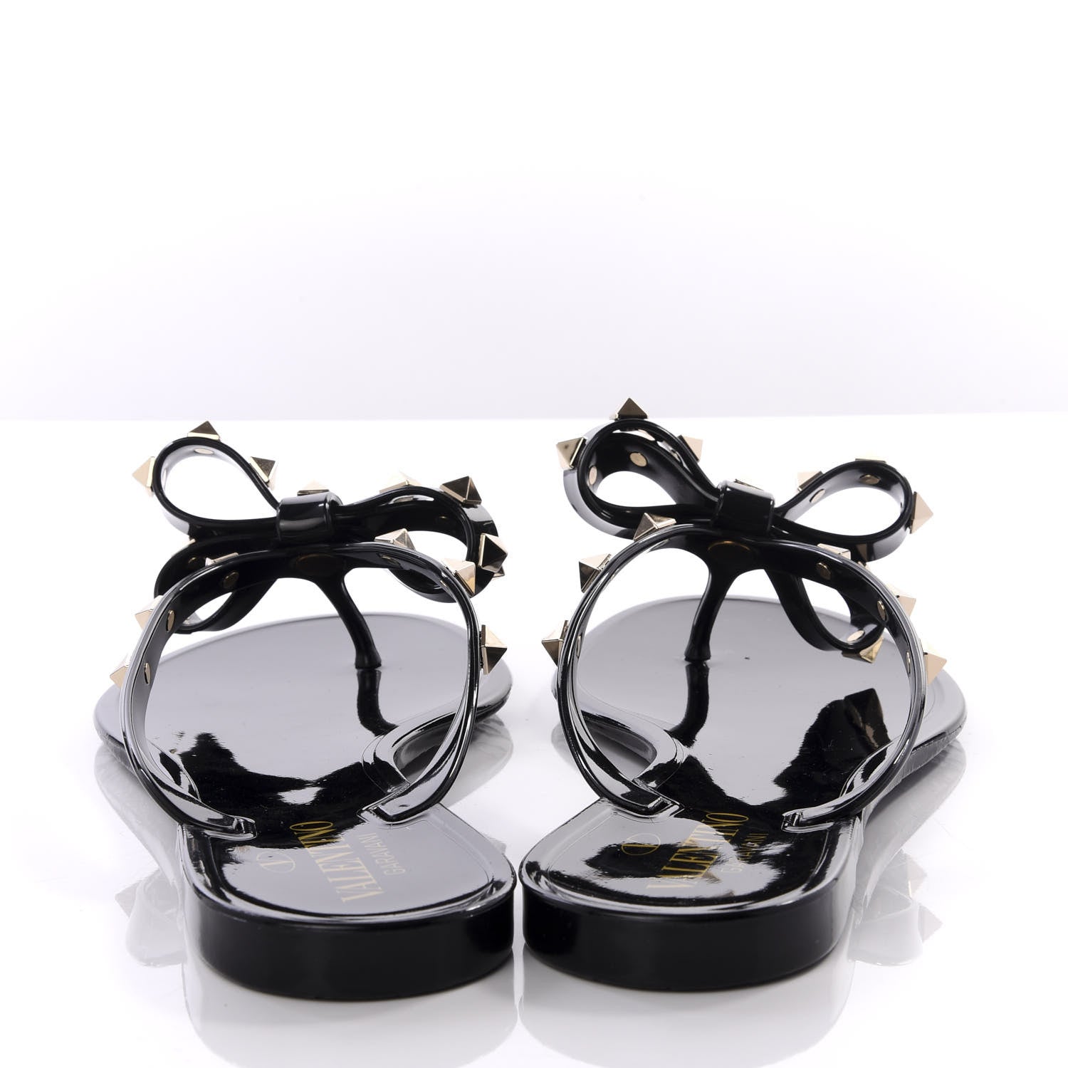 Valentino Garavani PVC Jelly Rockstud Bow Thong Sandals 39 Black 6 of 9