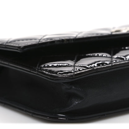 Chanel Patent Quilted Brilliant Wallet On Chain WOC Black 10 of 11