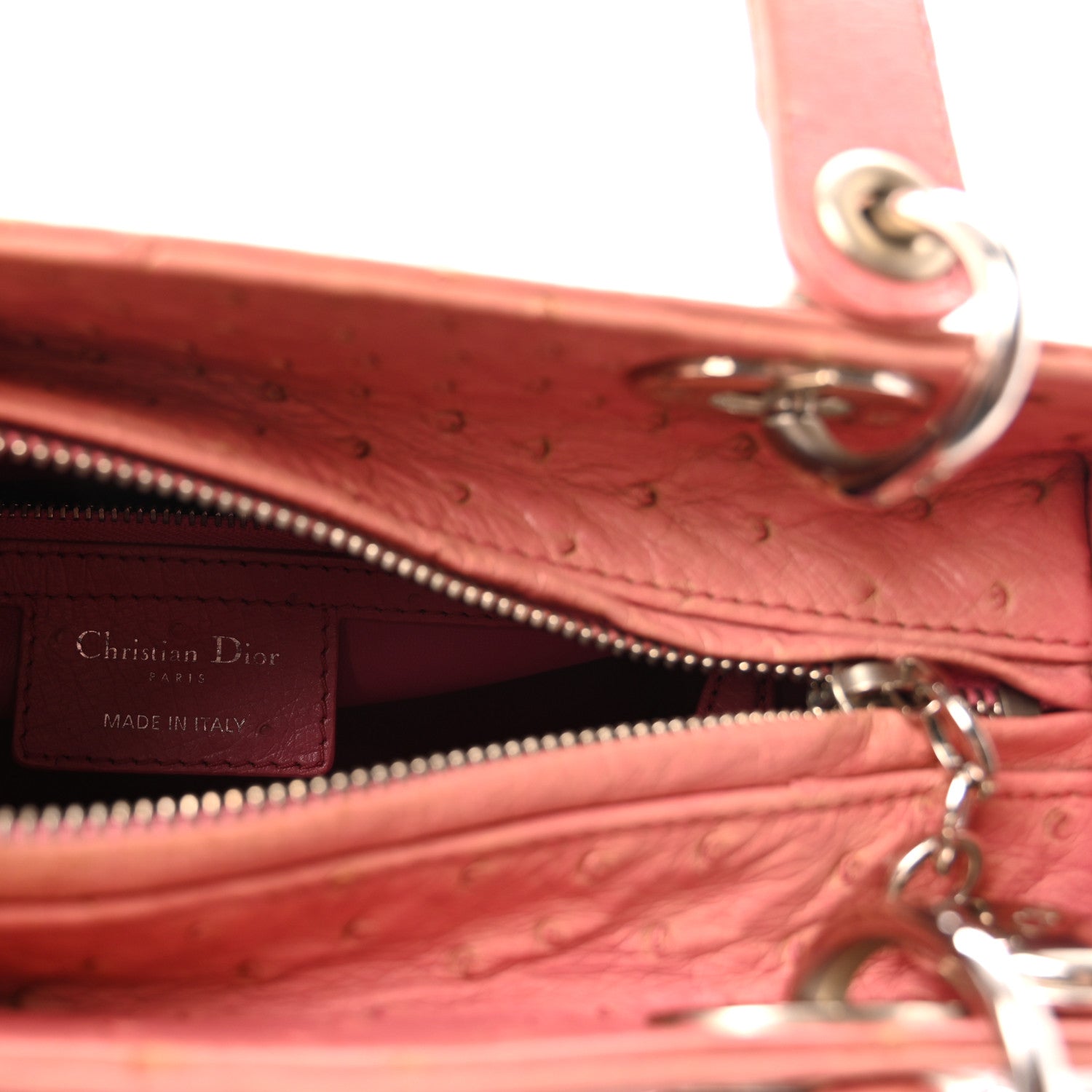 Christian Dior Ostrich Medium Lady Dior Pink 6 of 10