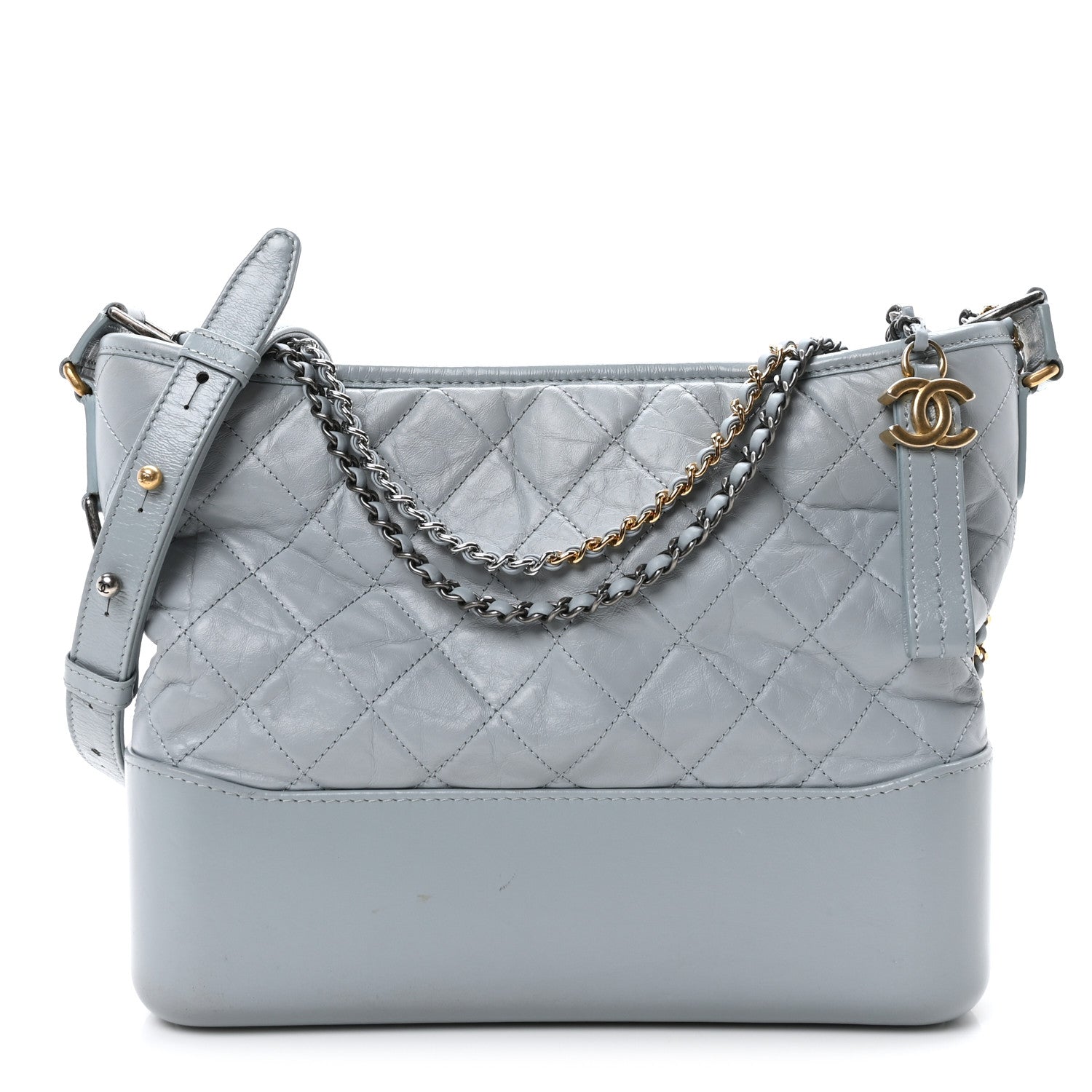 Chanel Aged Calfskin Quilted Medium Gabrielle Hobo Light Blue 1 of 10