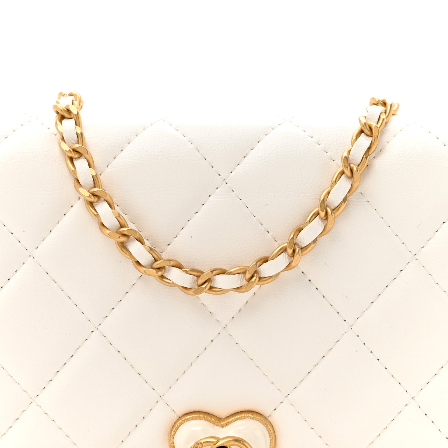 Lambskin Plexiglass Quilted Coco Love Wallet On Chain WOC White