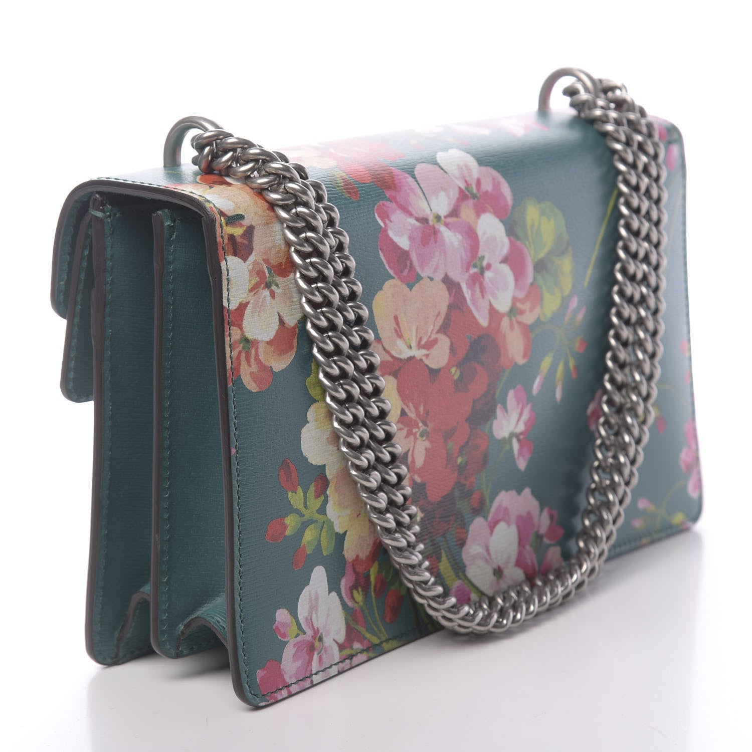 Gucci Calfskin Blooms Print Small Dionysus Shoulder Bag Bright Emerald Multicolor 3 of 10