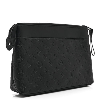 Louis Vuitton Shadow Calfskin Monogram Pochette Voyage Souple Black 3 of 8