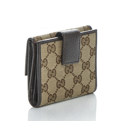 Gucci Monogram Textured Calfskin Metal Bar French Flap Wallet Beige Ebony Cocoa 3 of 7
