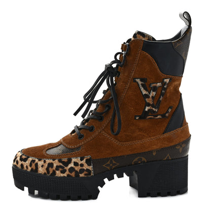 Louis Vuitton Suede Calfskin Monogram Laureate Platform Desert Boots 37.5 Cognac 1 of 8
