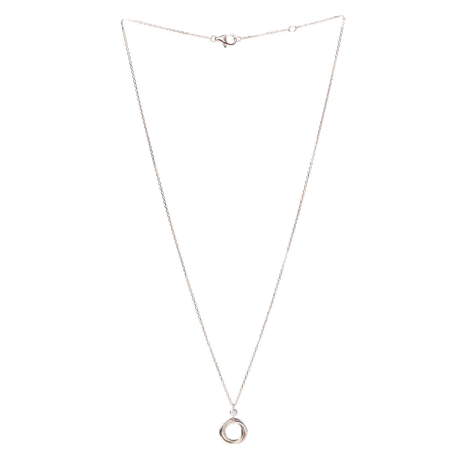 Cartier 18K Pink Yellow White Gold Diamond Trinity Pendant Necklace 3 of 5