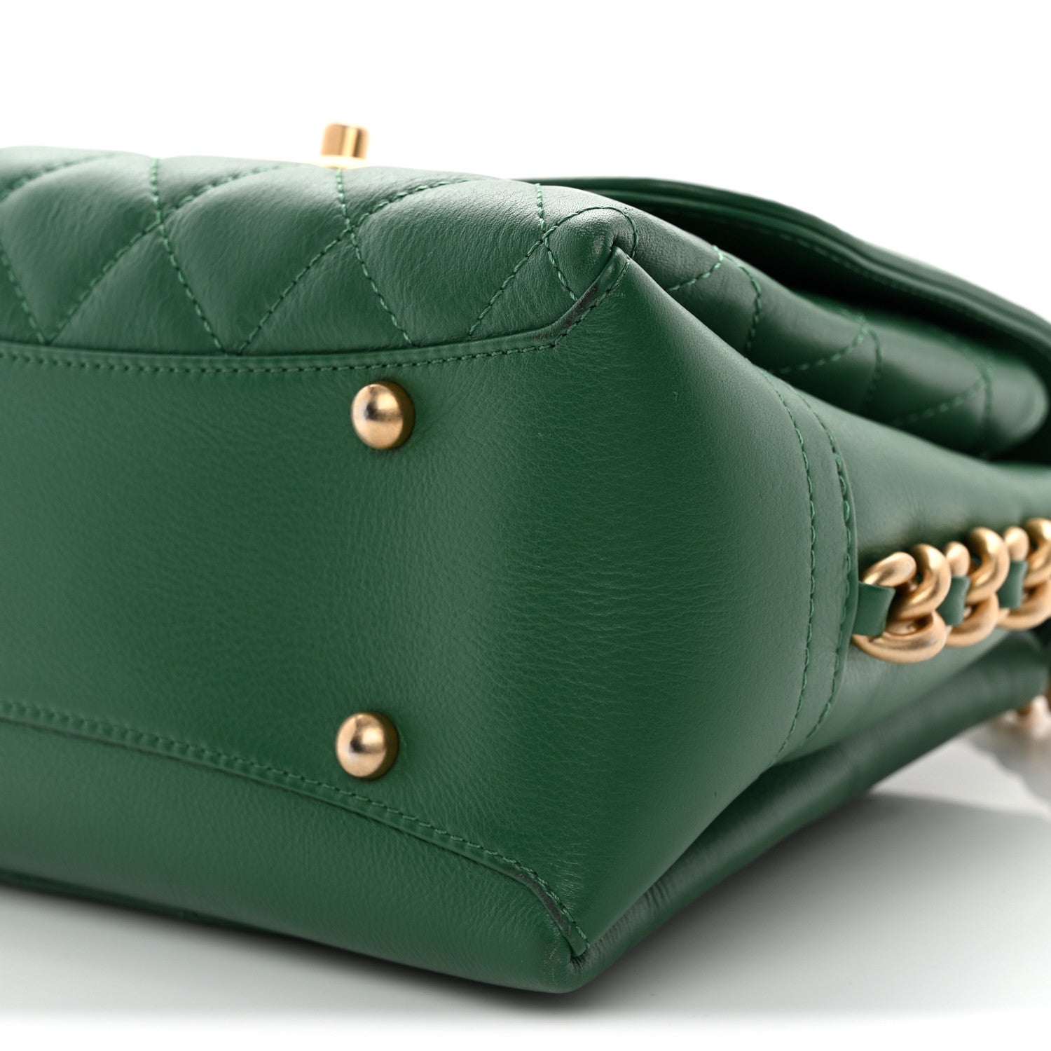 Chanel Calfskin Quilted Chain Flap Green 10 of 10