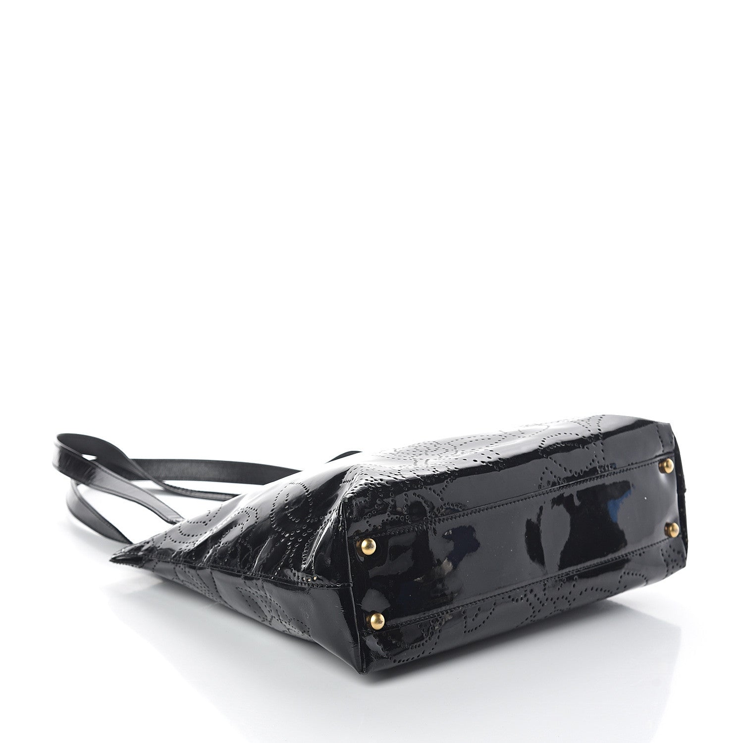 Chanel Patent Perforated Camellia Tote Black 3 of 9