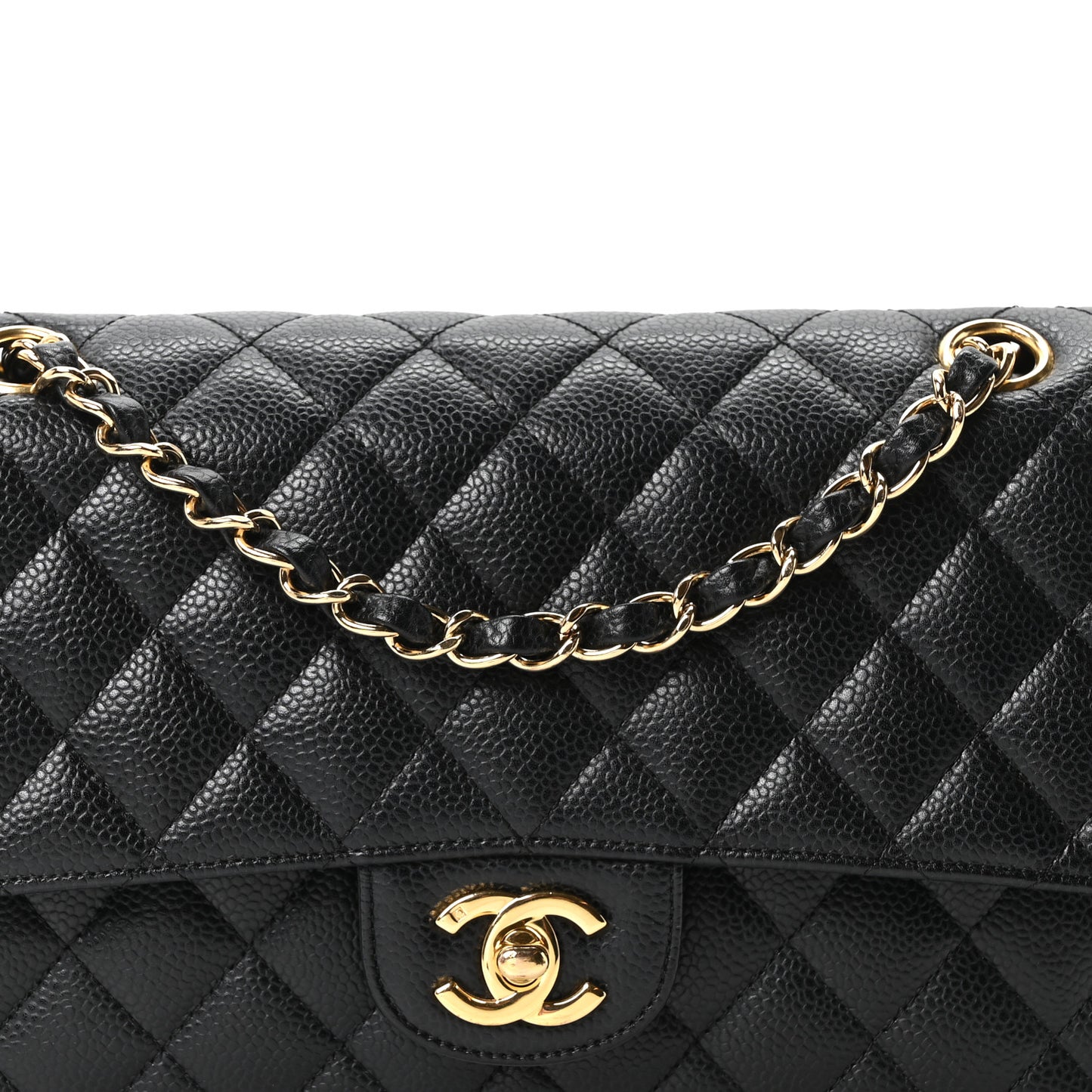 Caviar Quilted Medium Double Flap Black