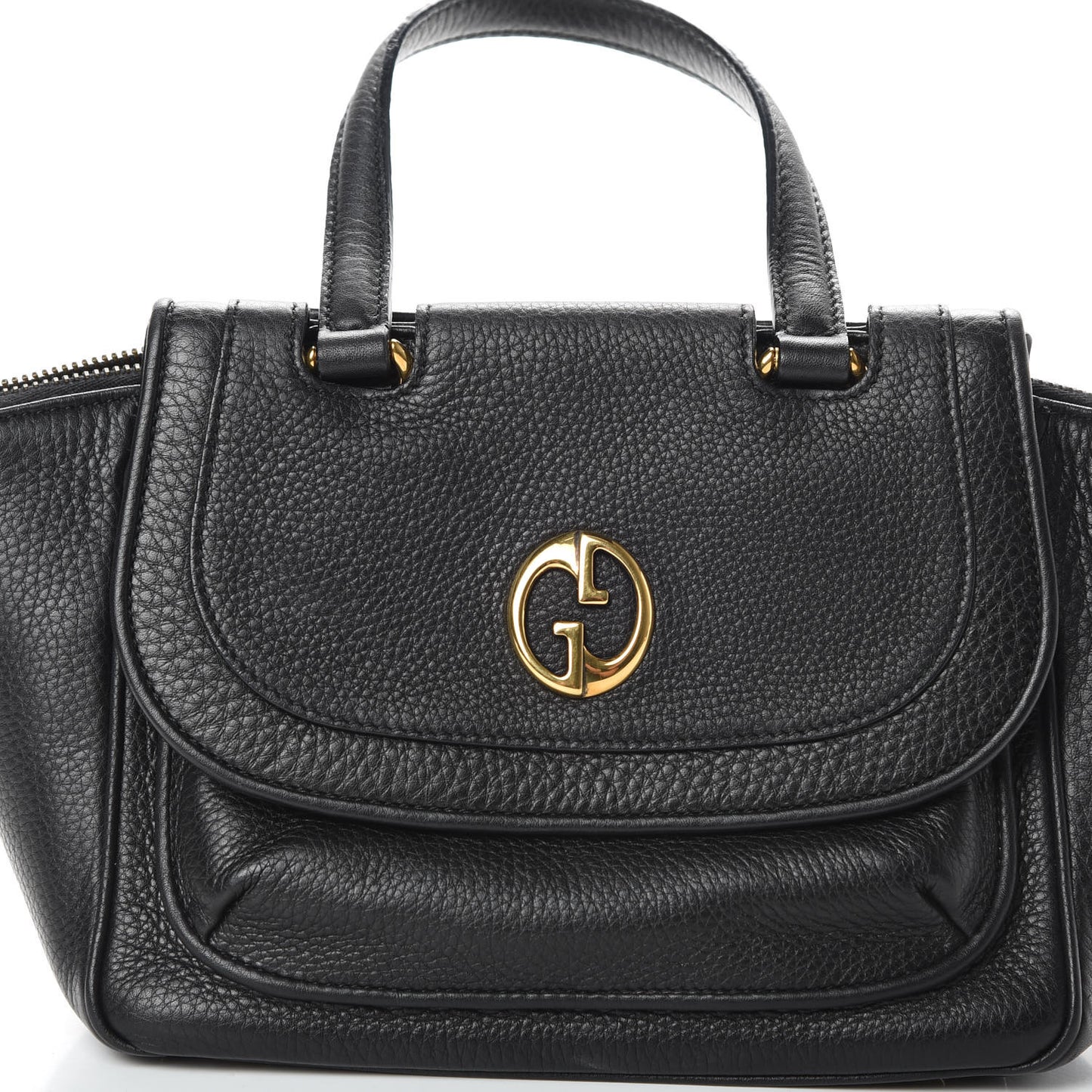Pebbled Calfskin Small 1973 Top Handle Satchel Black