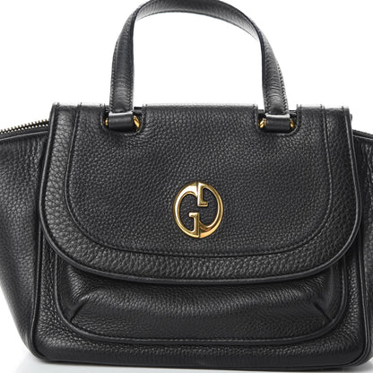 Gucci Pebbled Calfskin Small 1973 Top Handle Satchel Black 8 of 15