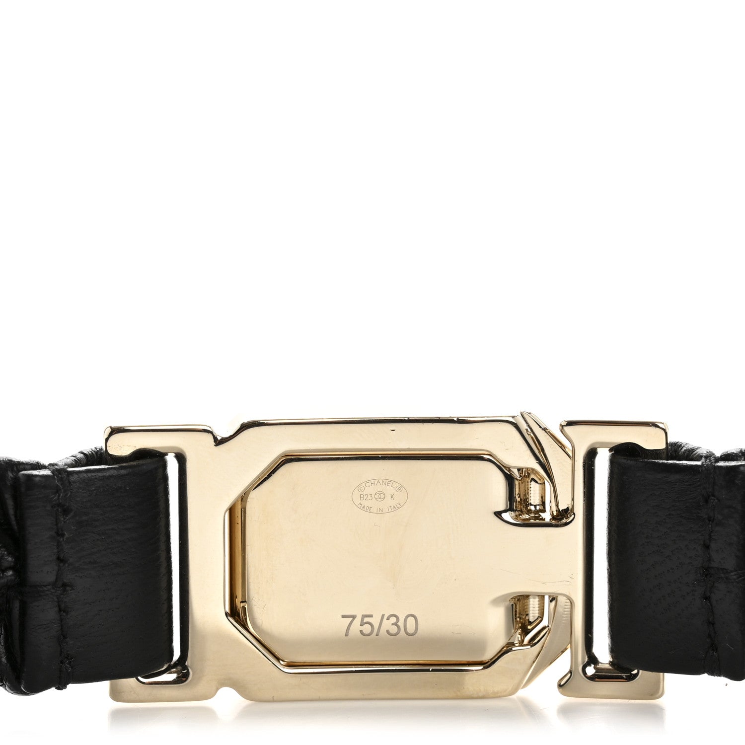 Chanel Lambskin Ruched Crystal CC Belt 75 30 Black 3 of 4
