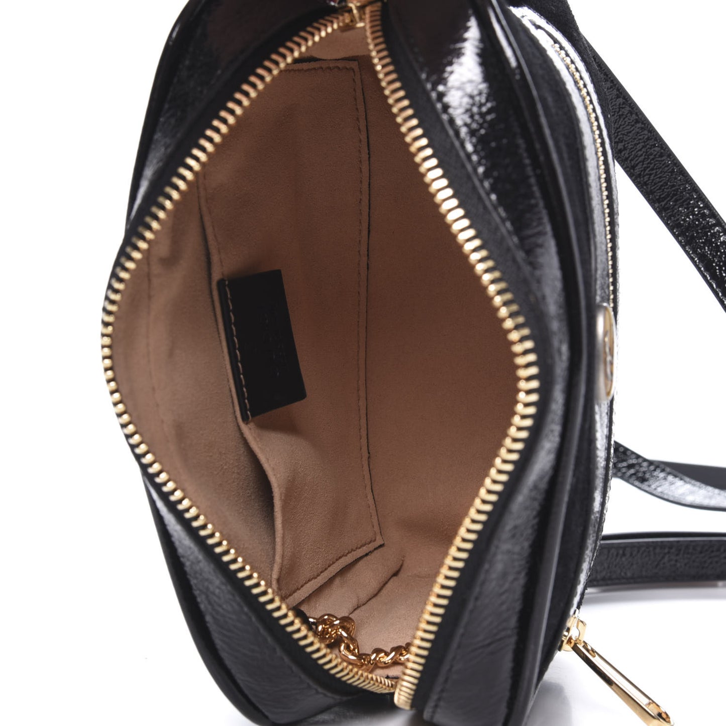 Suede Patent Web Mini Ophidia Shoulder Bag Black