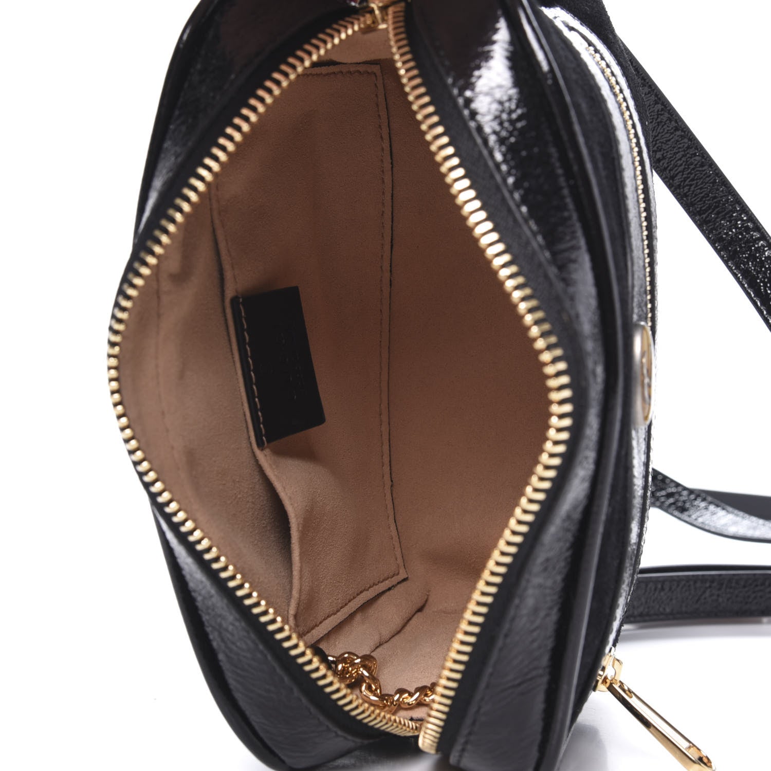 Gucci Suede Patent Web Mini Ophidia Shoulder Bag Black 5 of 9