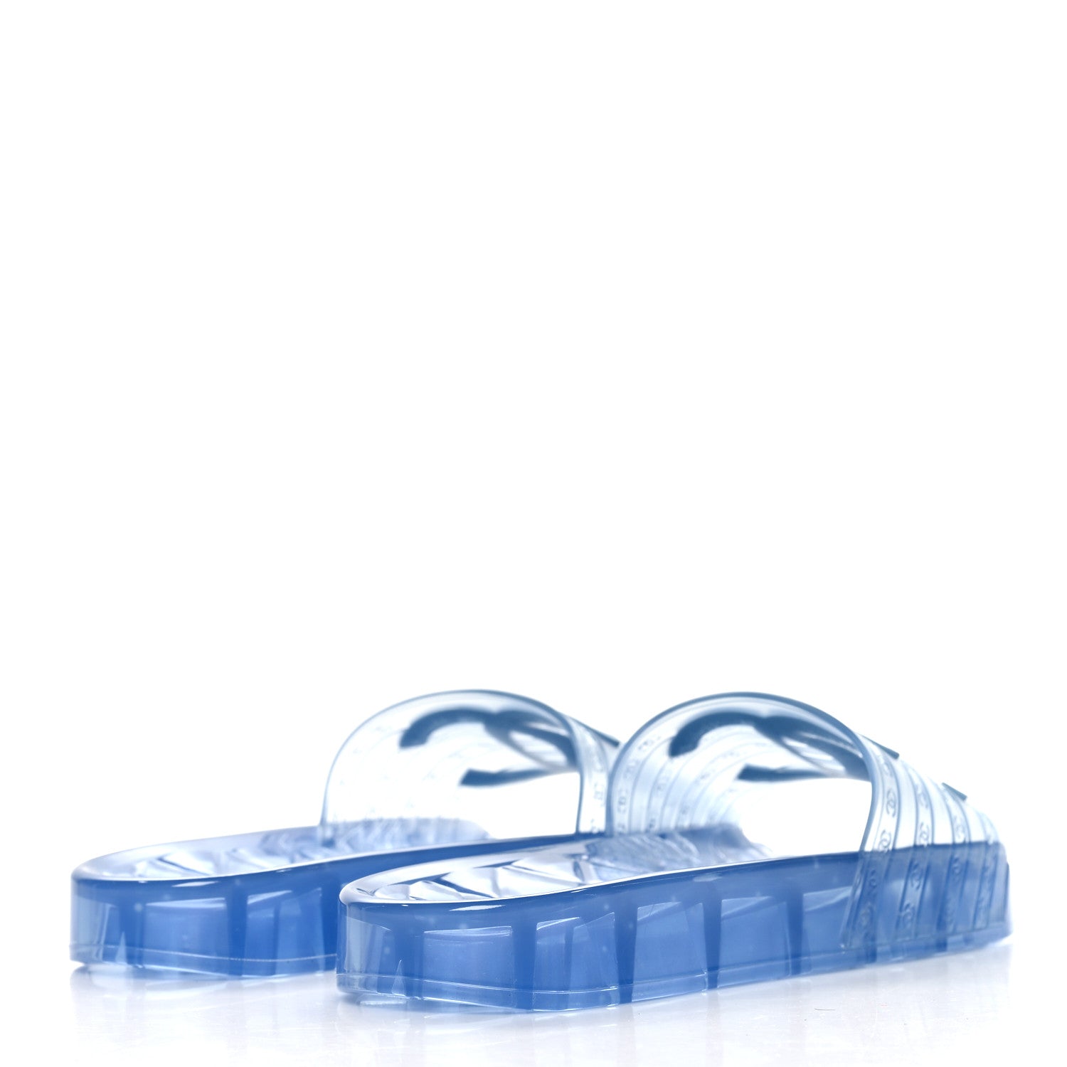 Chanel PVC Transparent CC Flat Slide Sandals 40 Blue 4 of 7