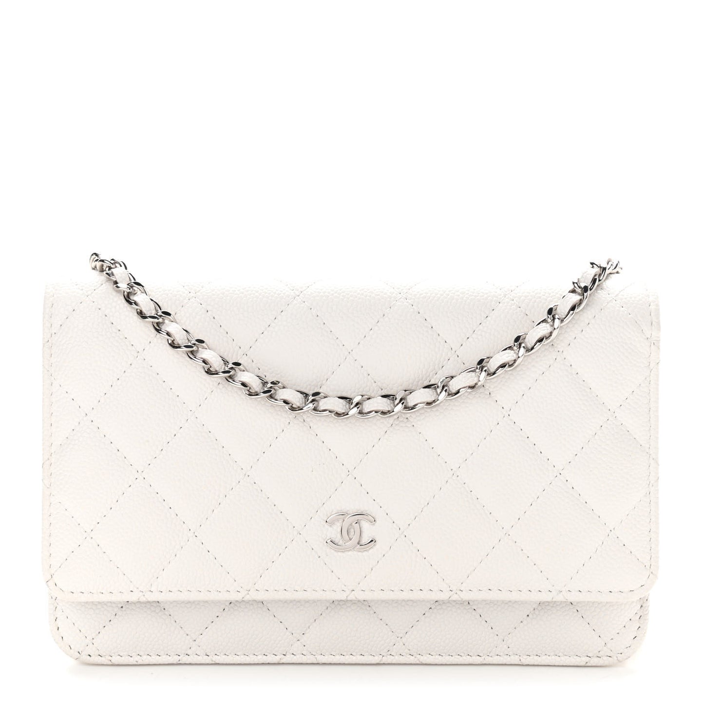 Caviar Quilted Wallet On Chain WOC White