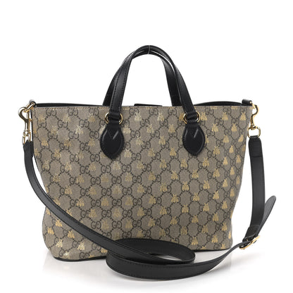 Gucci Soft GG Supreme Monogram Bees Small Crossbody Tote Beige Oro Black 3 of 9