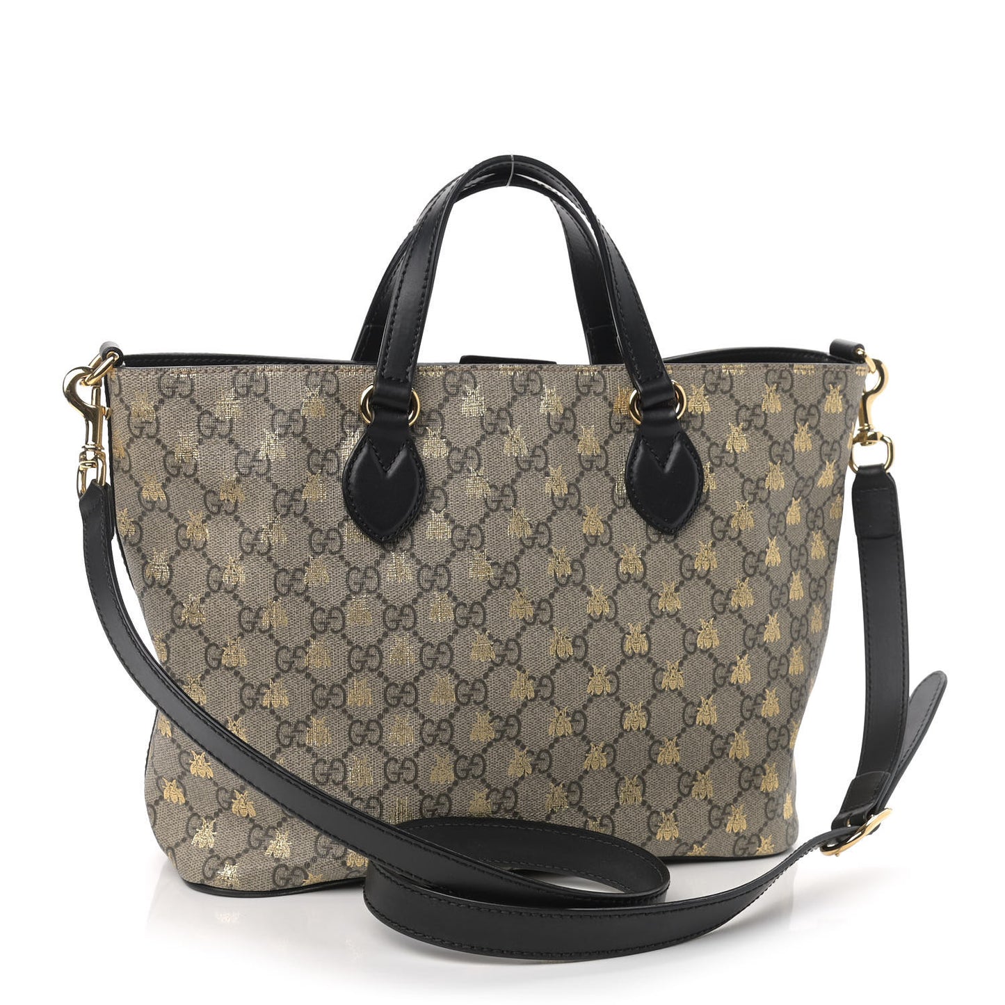 Soft GG Supreme Monogram Bees Small Crossbody Tote Beige Oro Black