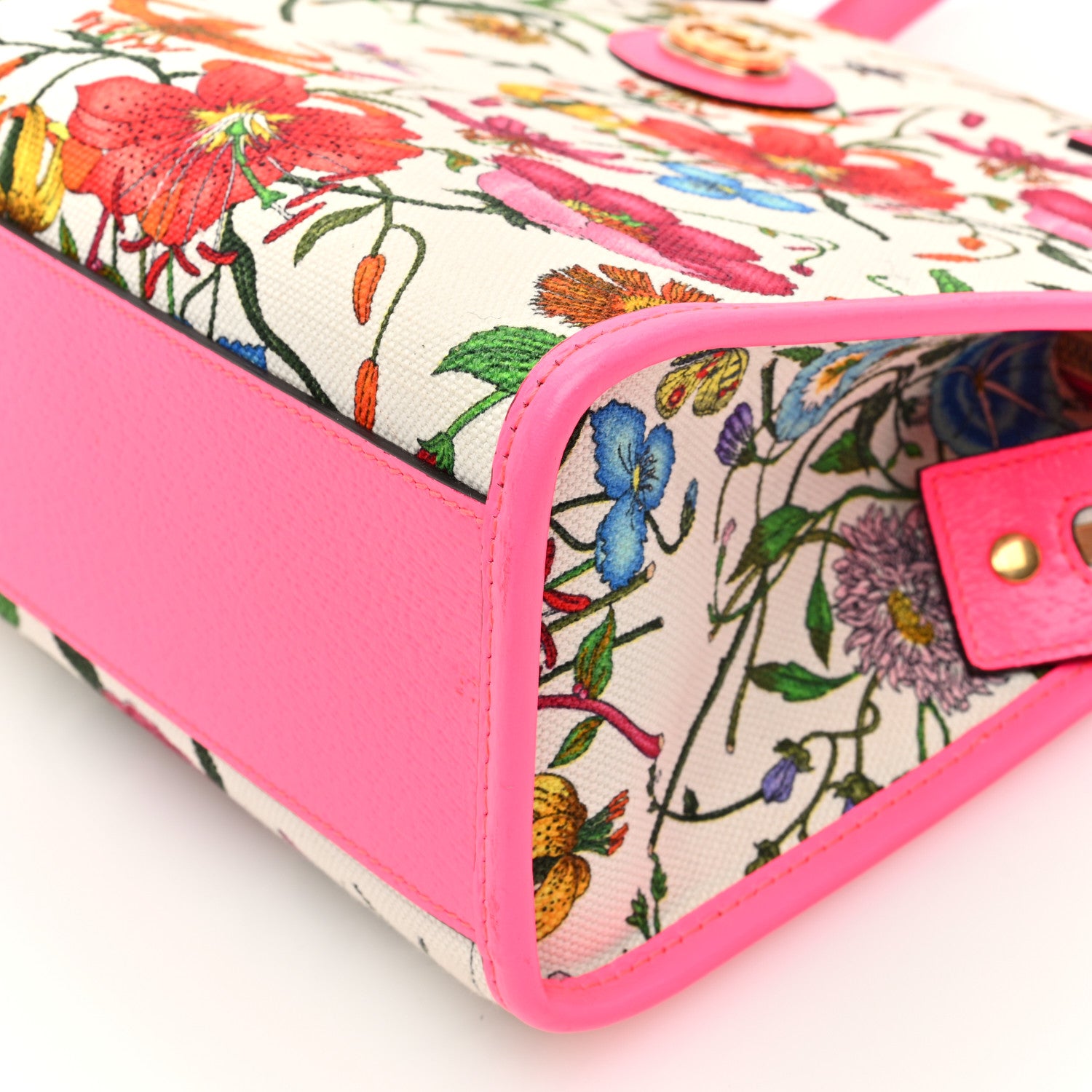 Gucci Canvas Medium Flora Tote Fuchsia 10 of 10