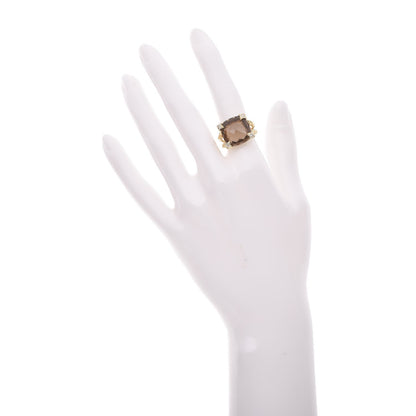 David Yurman 18K Yellow Gold Diamond Smokey Topaz 15mm Chatelaine Ring 50 5.5 2 of 5