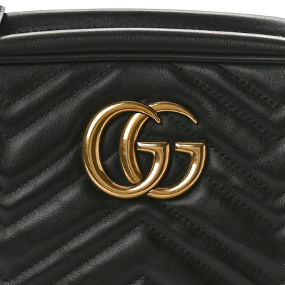 Gucci Calfskin Matelasse Small GG Marmont Chain Shoulder Bag Black 8 of 10