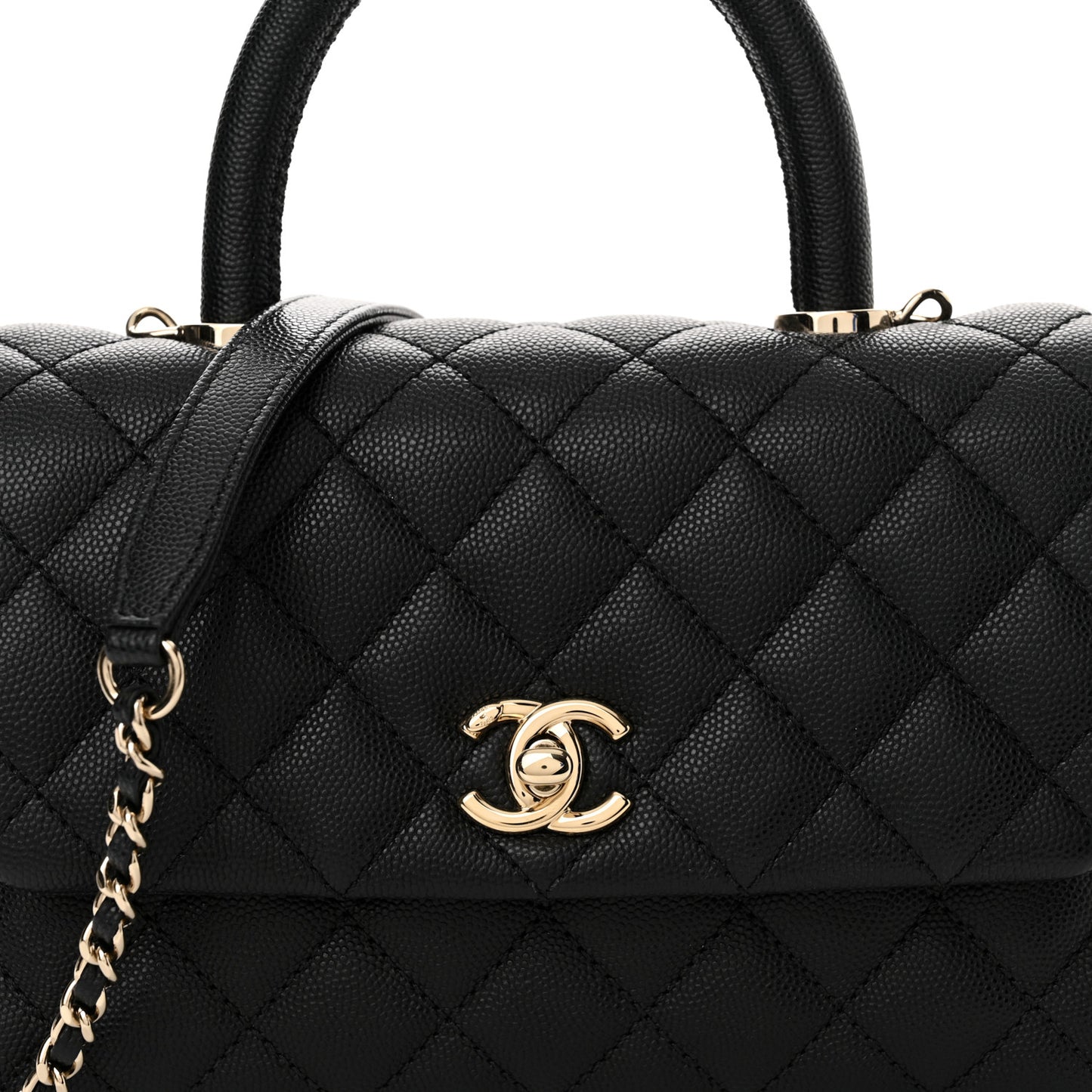 Caviar Quilted Mini Coco Handle Flap Black