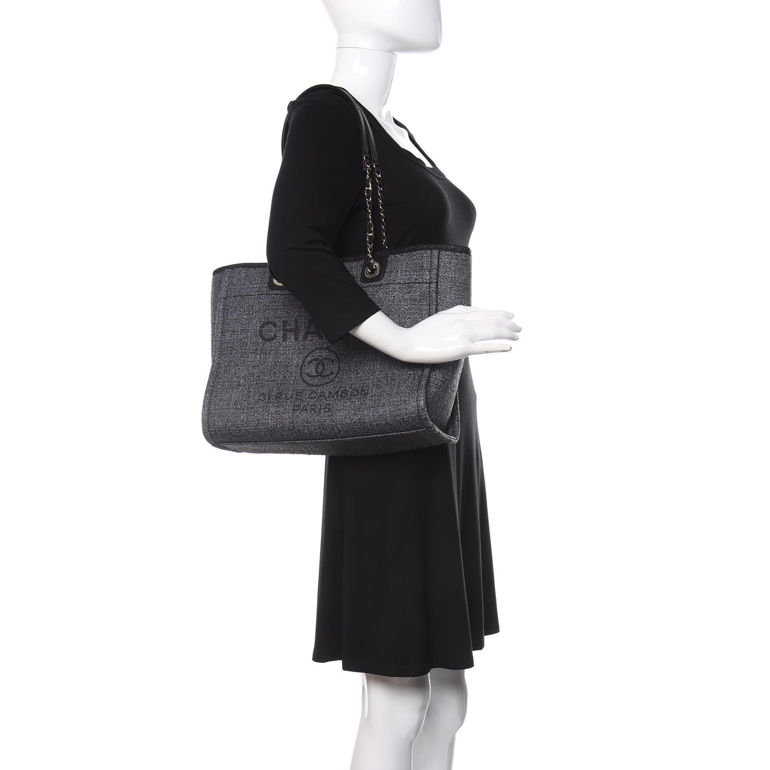 Chanel Woven Straw Raffia Small Deauville Tote Charcoal 2 of 11