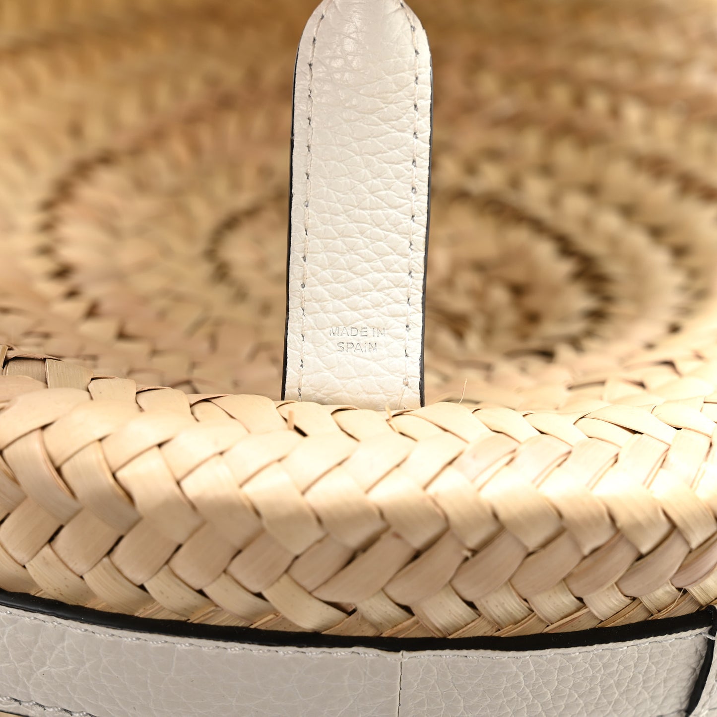 Raffia Small Grain Calfskin Small Marcie Basket Crossbody White