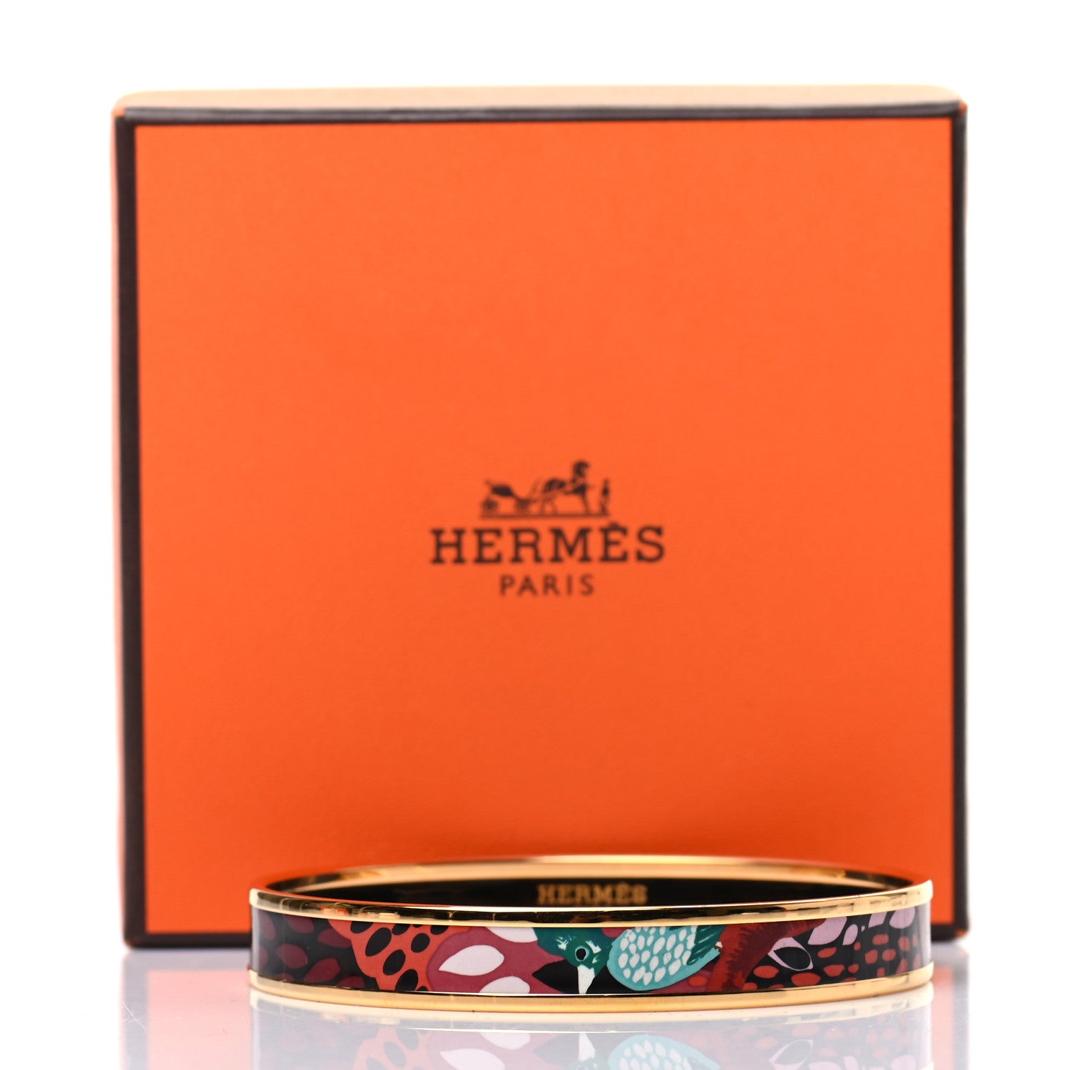 Hermes Enamel Printed Narrow Jungle Of Eden Bracelet 70 Rose Couture 6 of 6