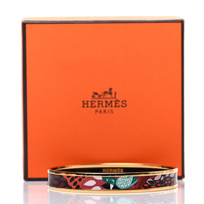 Hermes Enamel Printed Narrow Jungle Of Eden Bracelet 70 Rose Couture 6 of 6